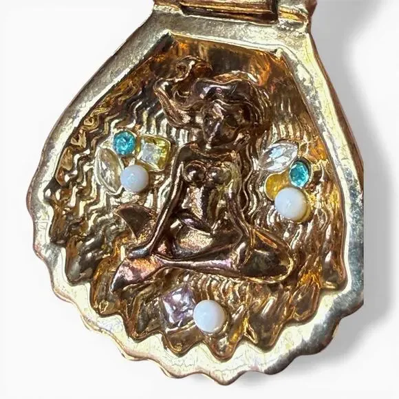 Disney Couture Mermaid Clamshell Ariel Necklace Anything for Love Pendant Whimsy - Picture 6 of 10